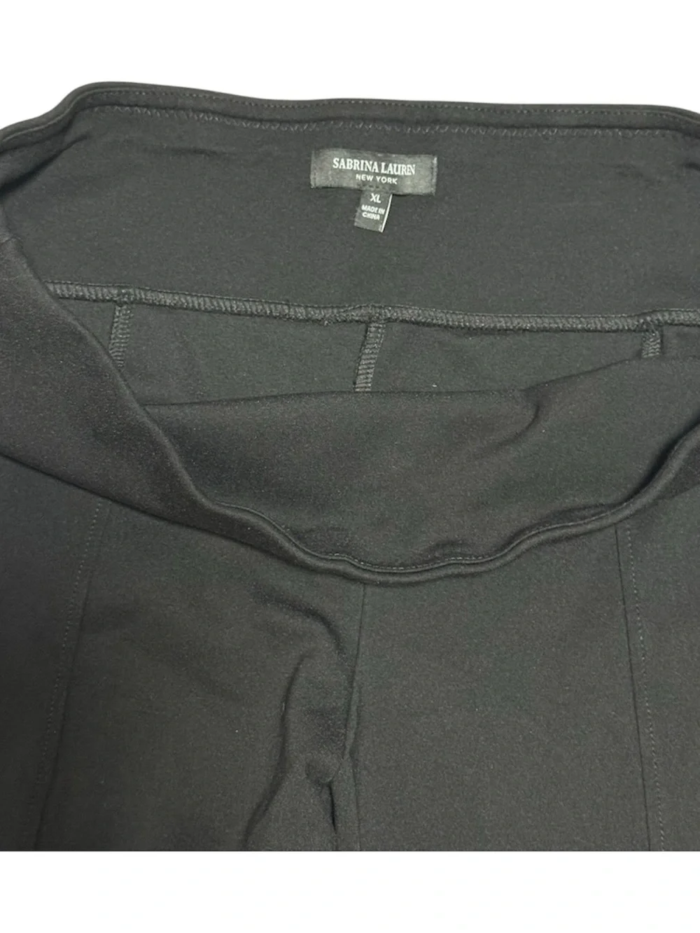 Sabrina Lauren New York Flare Dress Pants Black Front Seam Stretch XL